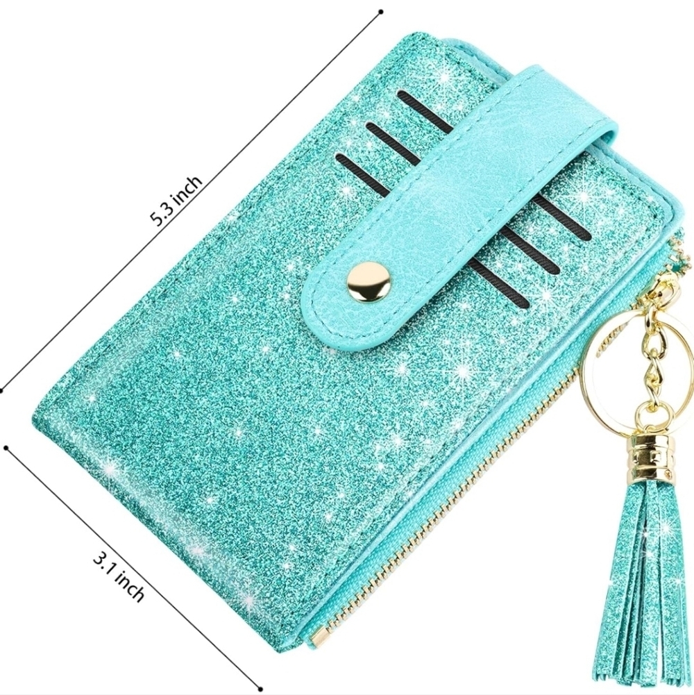Sparkly Teal Wallet with Tassel